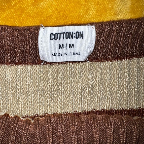 Cotton On Brown and Cream Striped Button-Up Crop Top - Picture 4 of 4